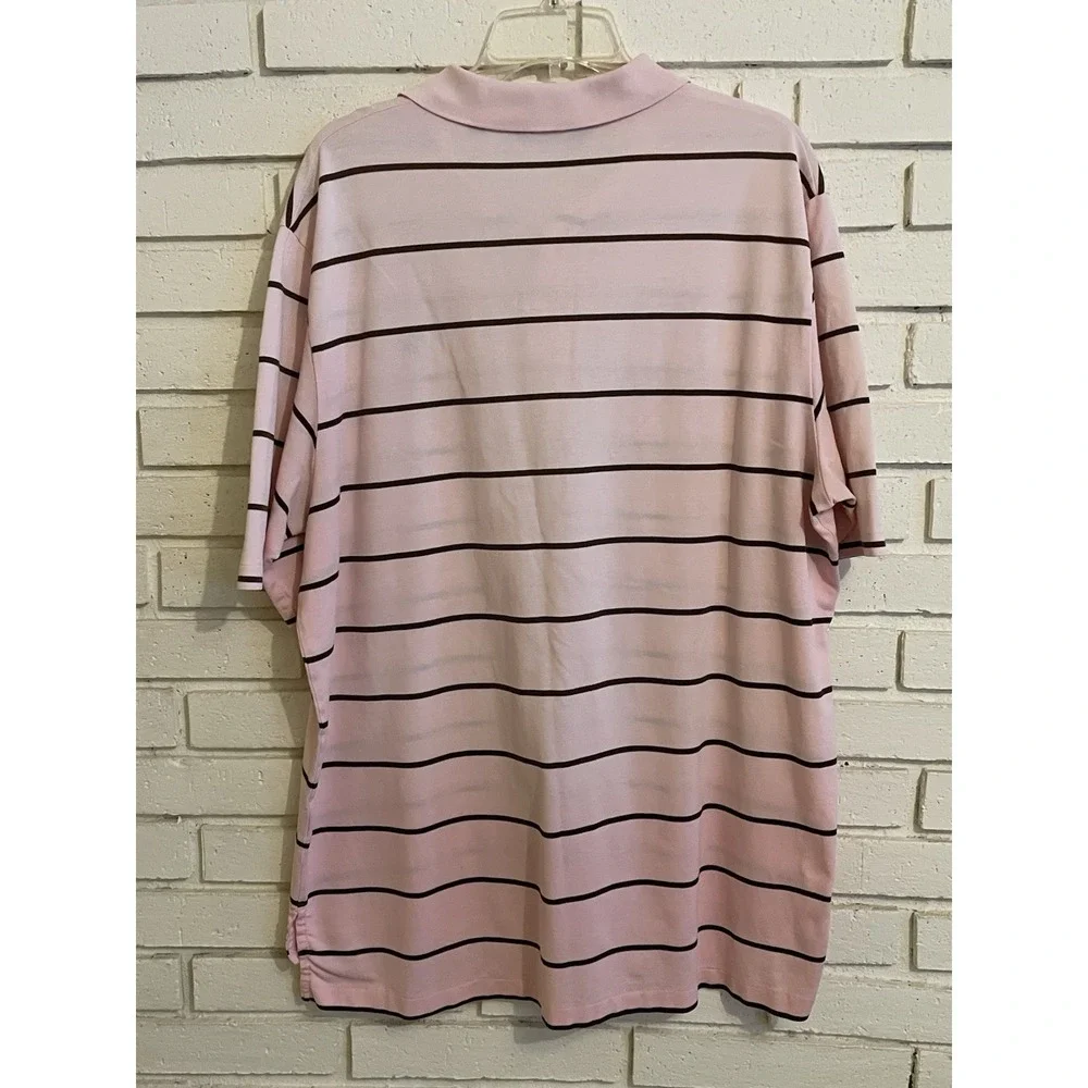 Polo Ralph Lauren Shirt Men's XL Pink & Brown Striped Pima Cotton Pony Logo Polo